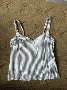 Abercrombie & Fitch Blue and White Striped Spaghetti Strap Cami